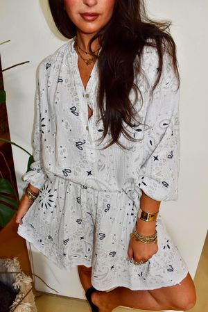 Ole Bubble Cotton Bandana Laurie Blouse White